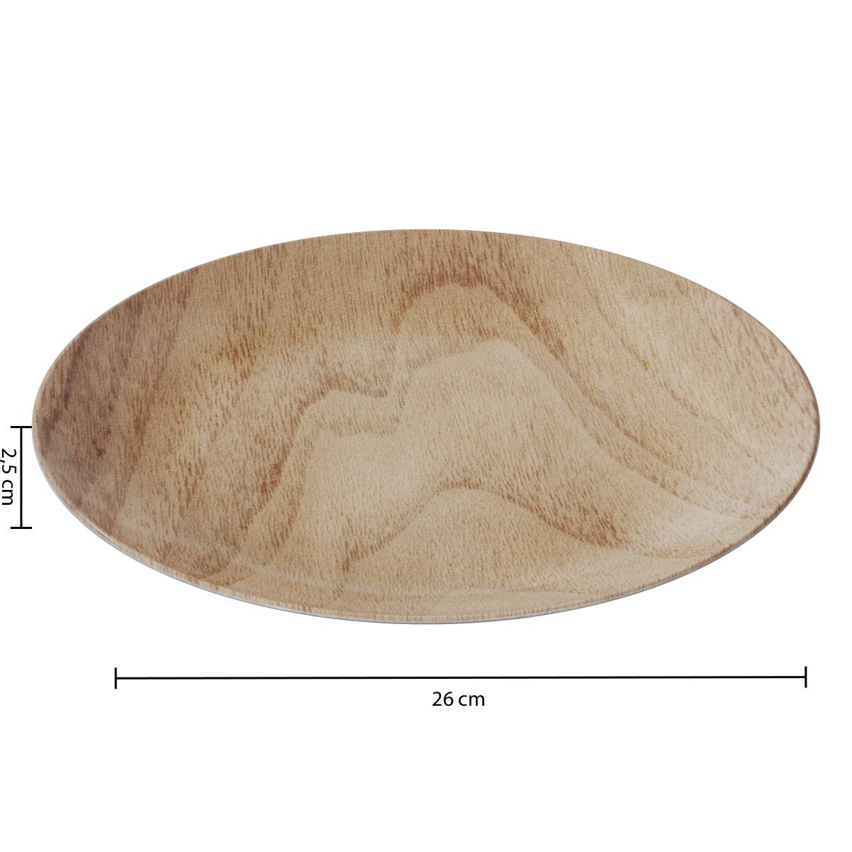 Plato llano "Bois Mood" D.25,3 cm, Marrón Marrón