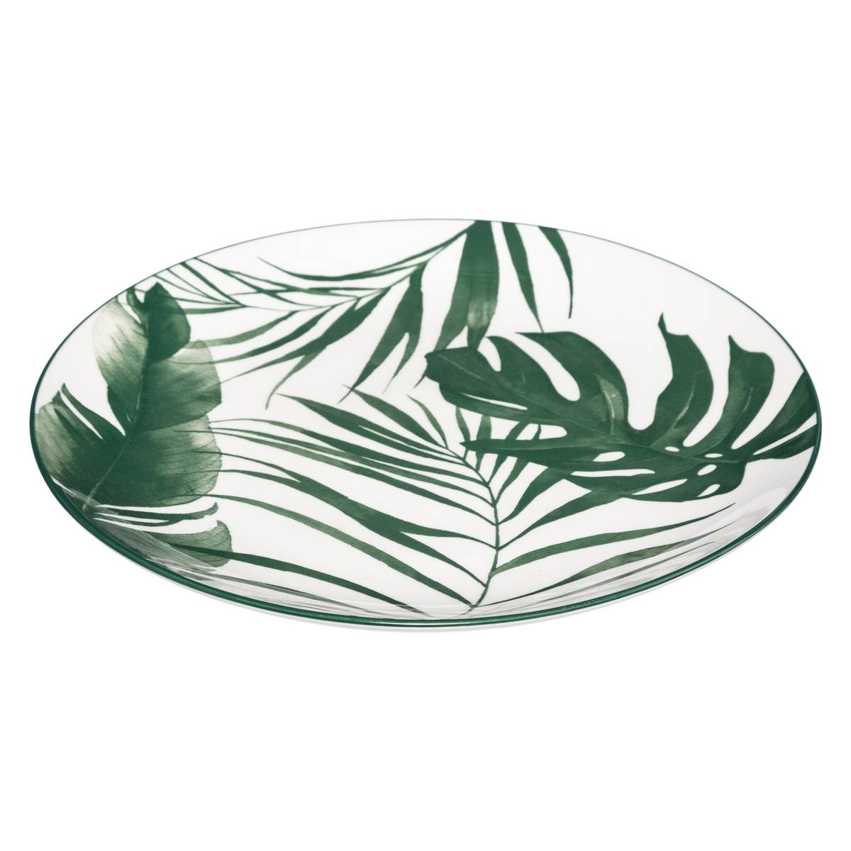 Lote de 6 platos llanos "Palme" D.26,6 cm, Negro Verde