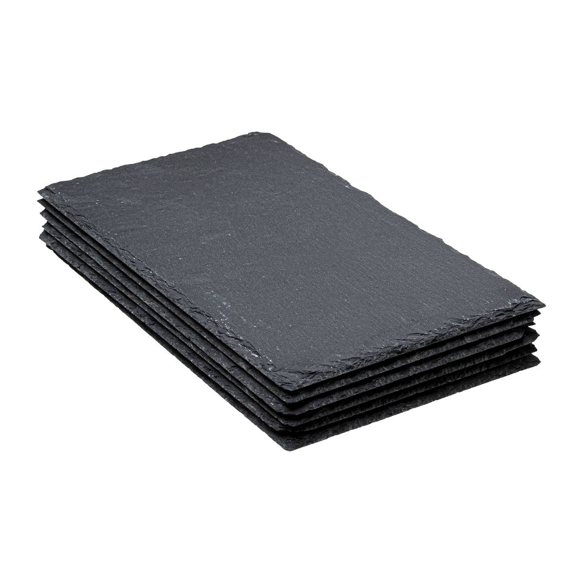 Juego de 6 platos de presentación "Pizarra" 30x18 cm, Negro Negro