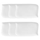 Lote de 6 platos llanos "Vague" 33x21 cm, Blanco Blanco