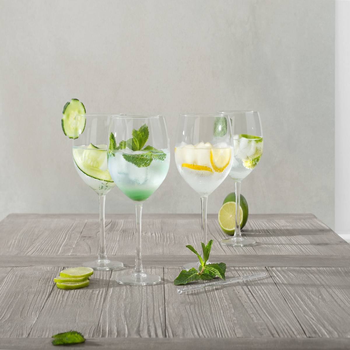 Lote de 4 copas de gin "Gin" 700 ml, Transparente Transparente