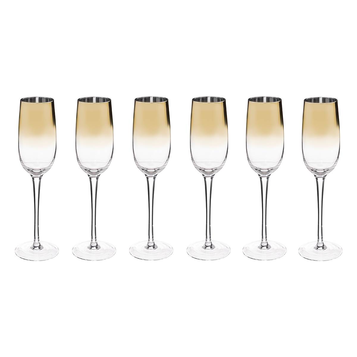 Lote de 6 copas de champ&aacute;n "Arya" 210 ml, Transparente Transparente