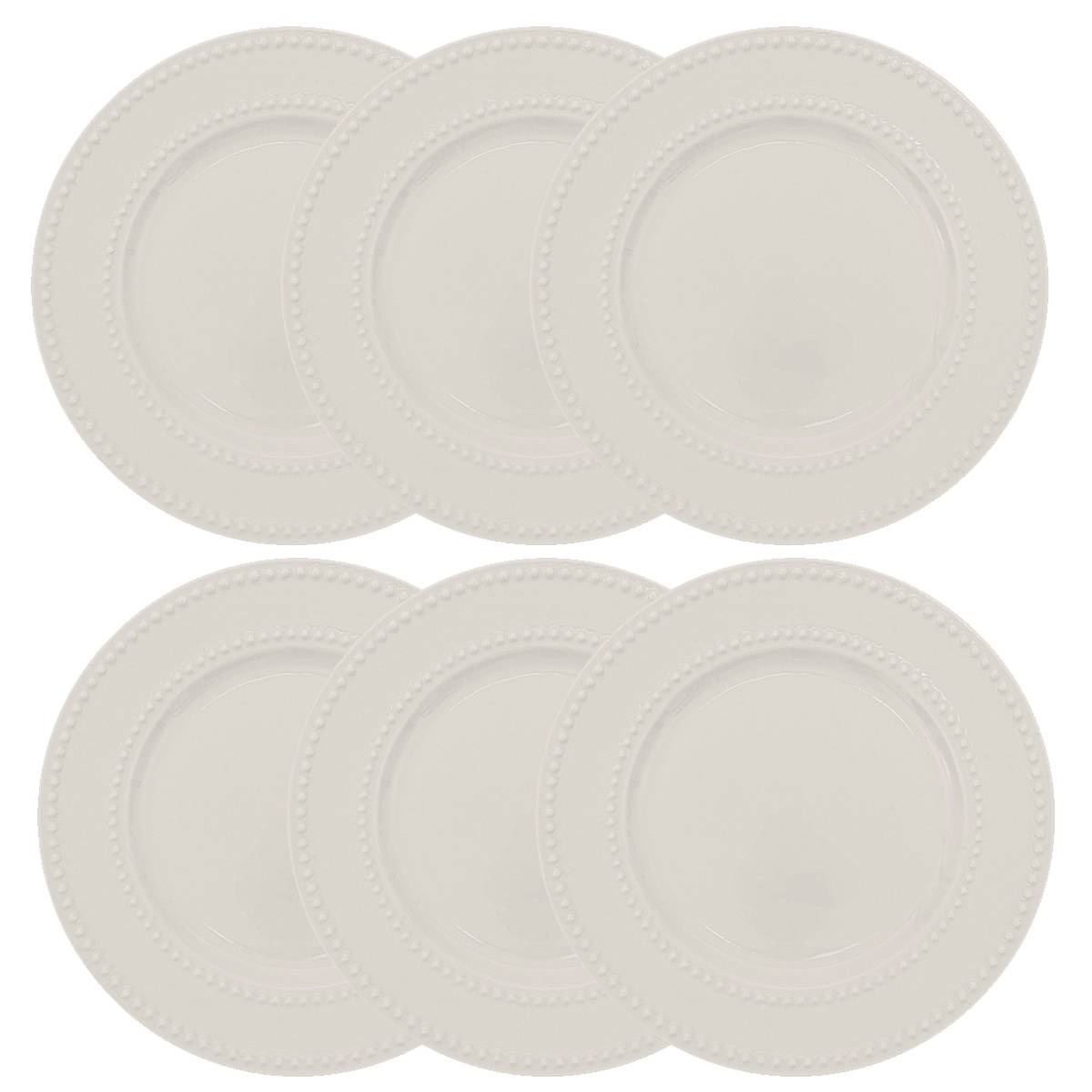 Juego de 6 platos de postre "Perle" D.19 cm, Blanco Blanco