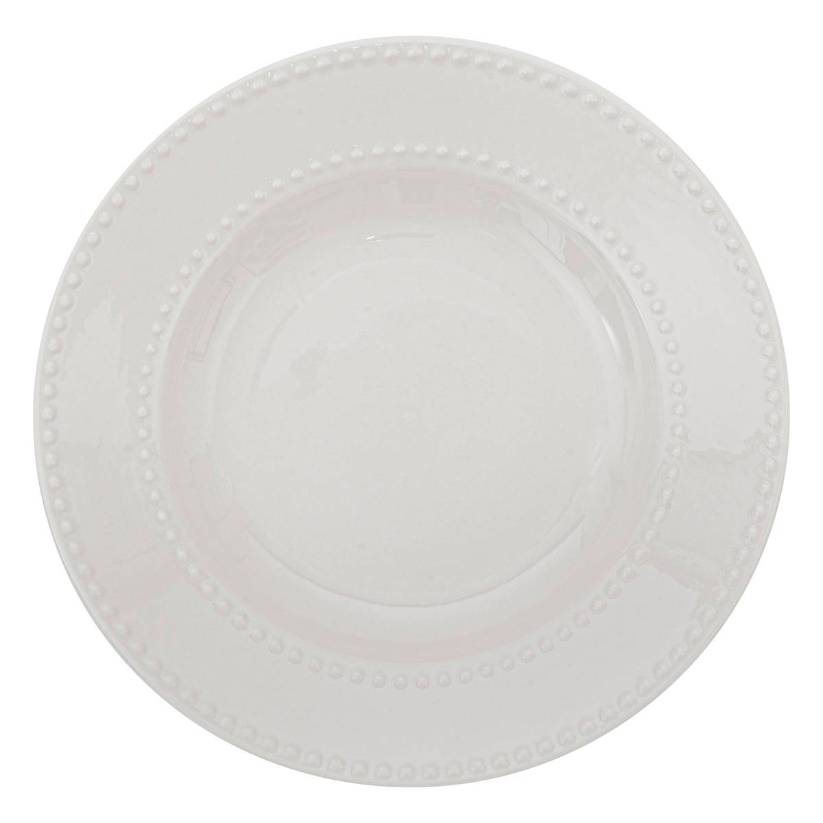 Plato hondo "Perle" D.22 cm, Blanco Blanco