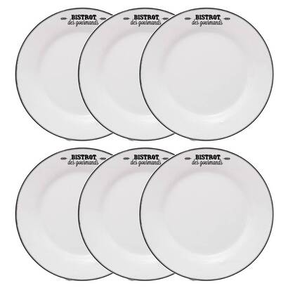 Lote de 6 platos llanos "bistrot" d.26 cm, blanco