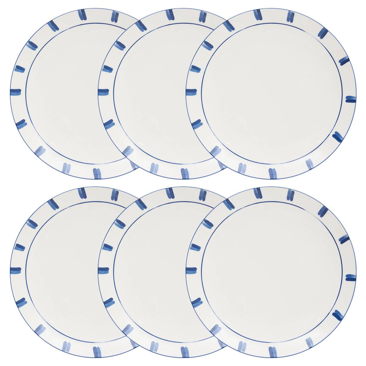 Juego de 6 platos llanos "Oceania" Porcelana, D.26,8 cm Azul