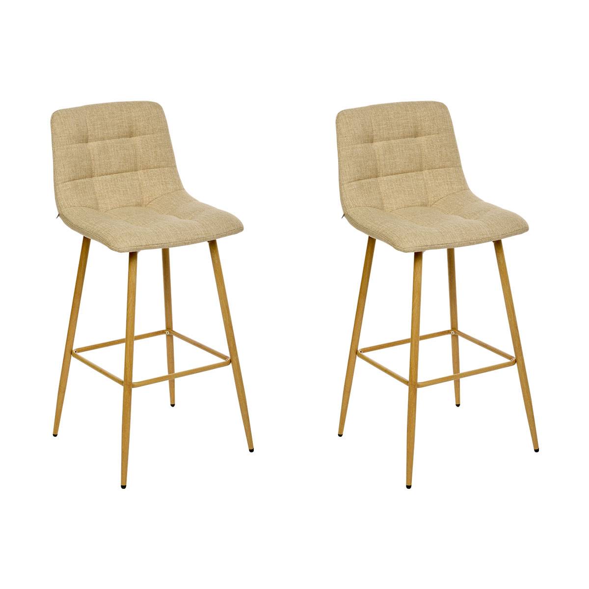 Juego de 2 taburetes de bar "Sirac" Lino beige, H.104,5 cm Beige lino