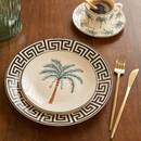 Lote de 6 platos llanos "Reso" Porcelana, D.26,8 cm Negro