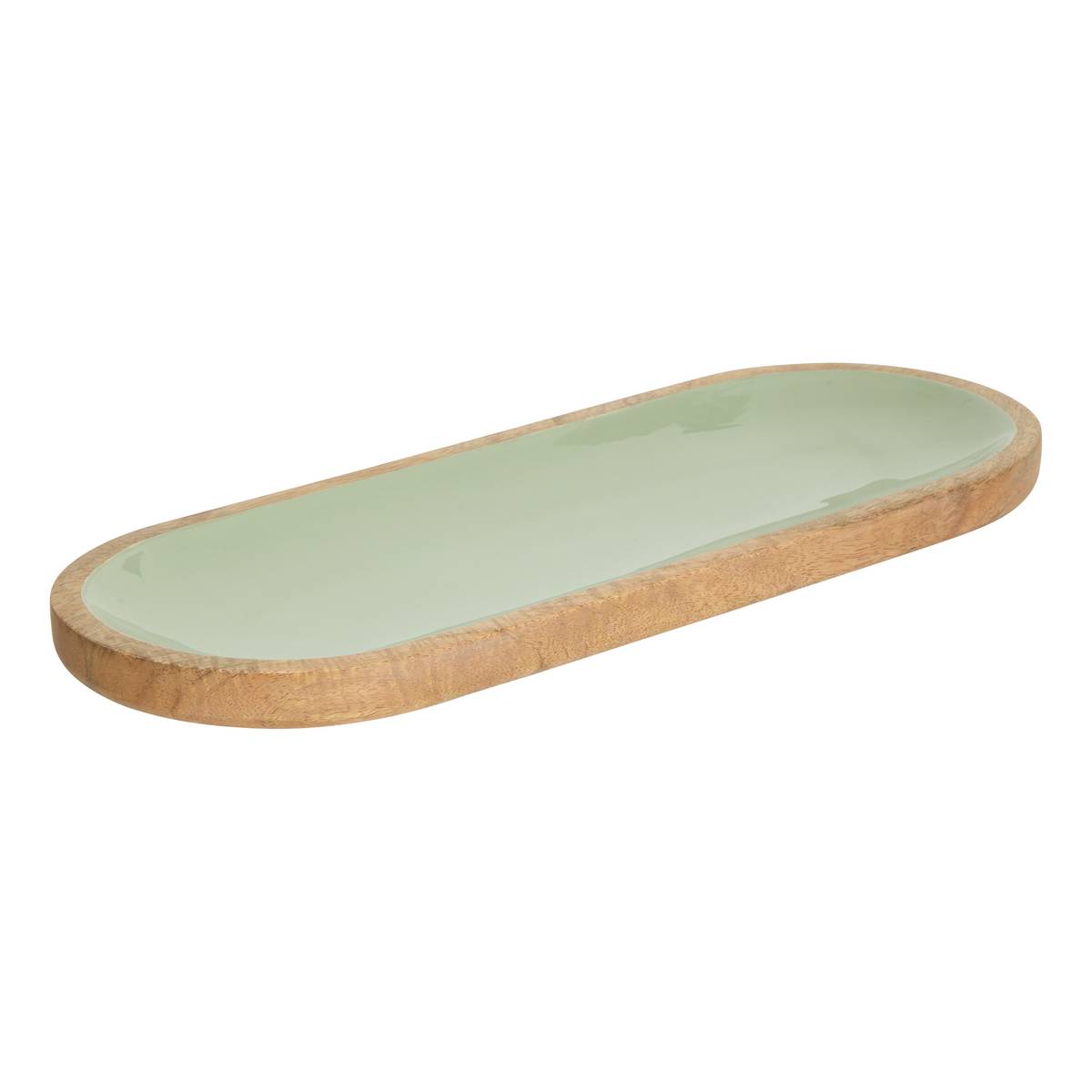 Plato "Inaya" Madera de mango, 40,5x15,5 cm Verde
