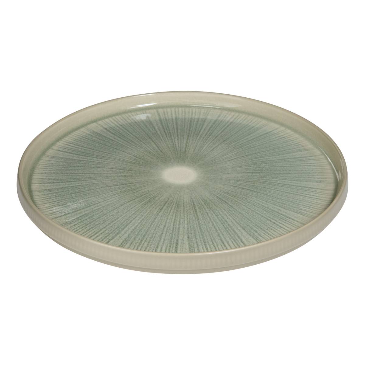 Lote de 4 platos llanos "Eva" Cerámica, D.27,2 cm, Verde Verde