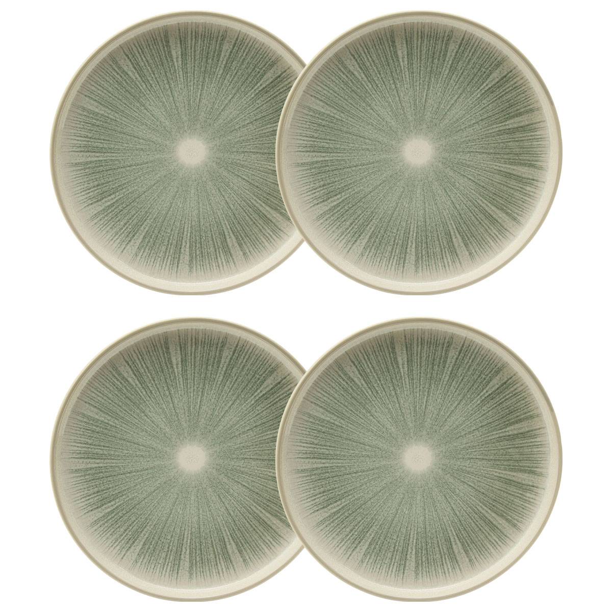 Juego de 4 platos de postre "Eva" Cerámica, D.21,5 cm, Verde Verde