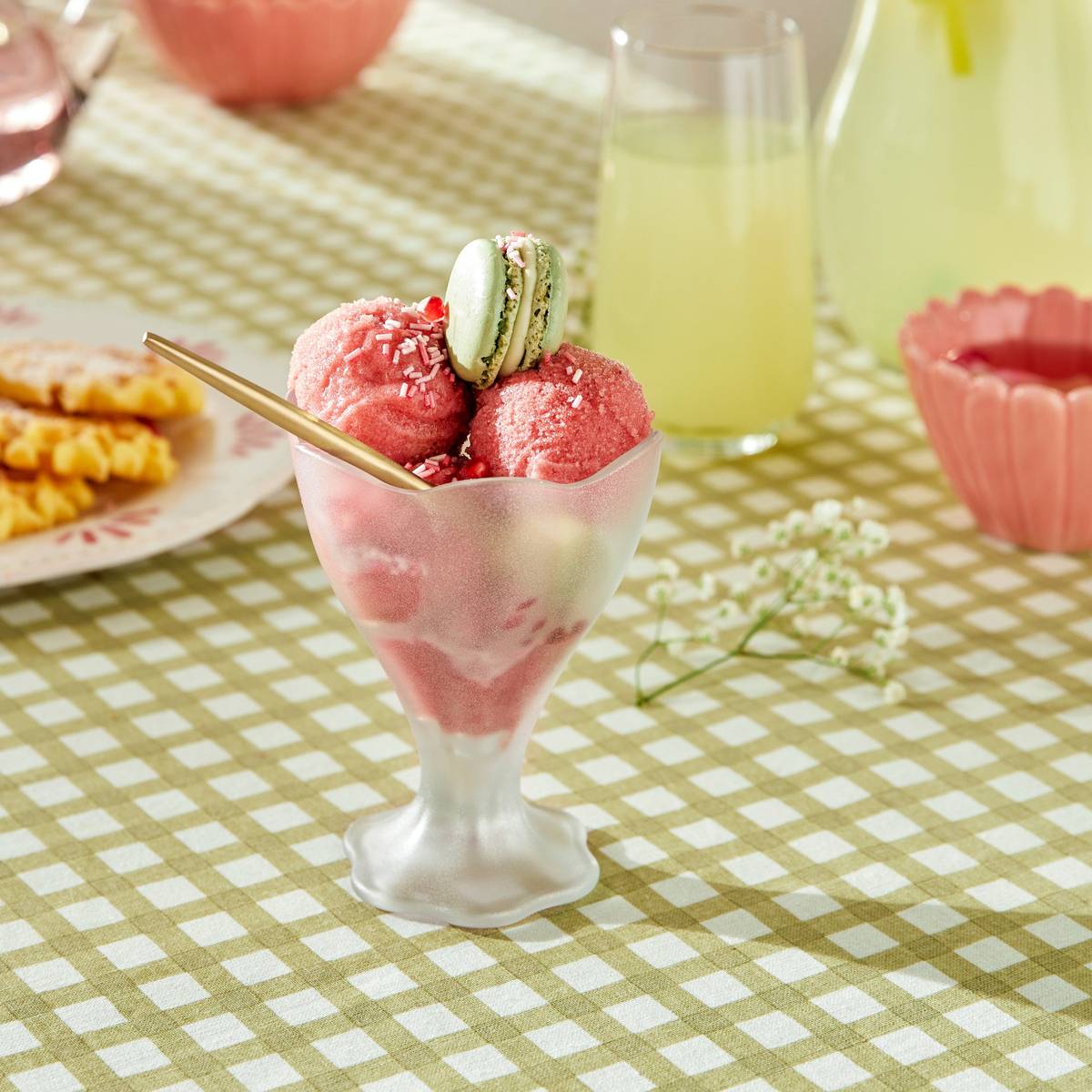 Copa de helado "Fleur De Rose" 250 ml, Vidrio Rosa