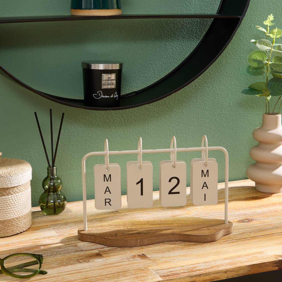 Calendario decorativo "Fred" L.16 cm Beige
