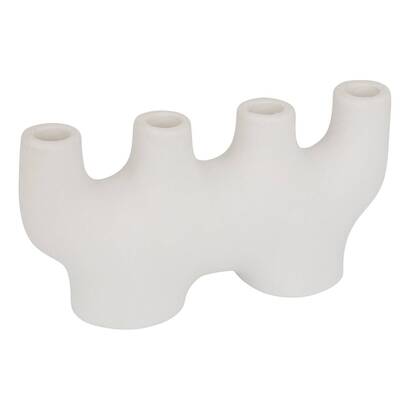 Candelabro "sien" gres (cer&aacute;mica) blanco, h.12,5 cm