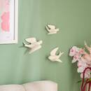 Juego de 3 Decoraciones de Pared "Flor de Rosa" Blanco, 15,5x10 cm Blanco