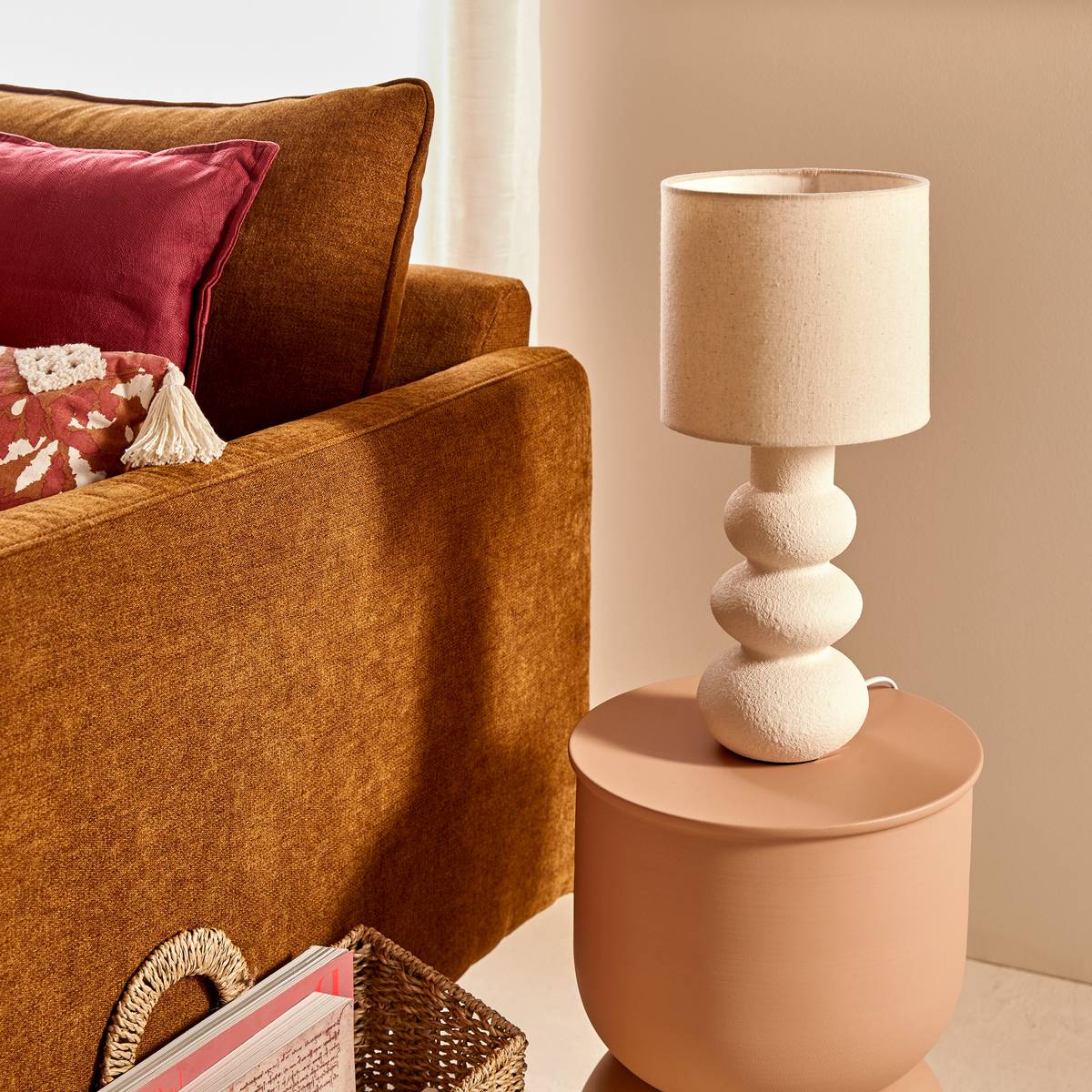 L&aacute;mpara de pie "Alitha" Beige, H.42 cm Beige