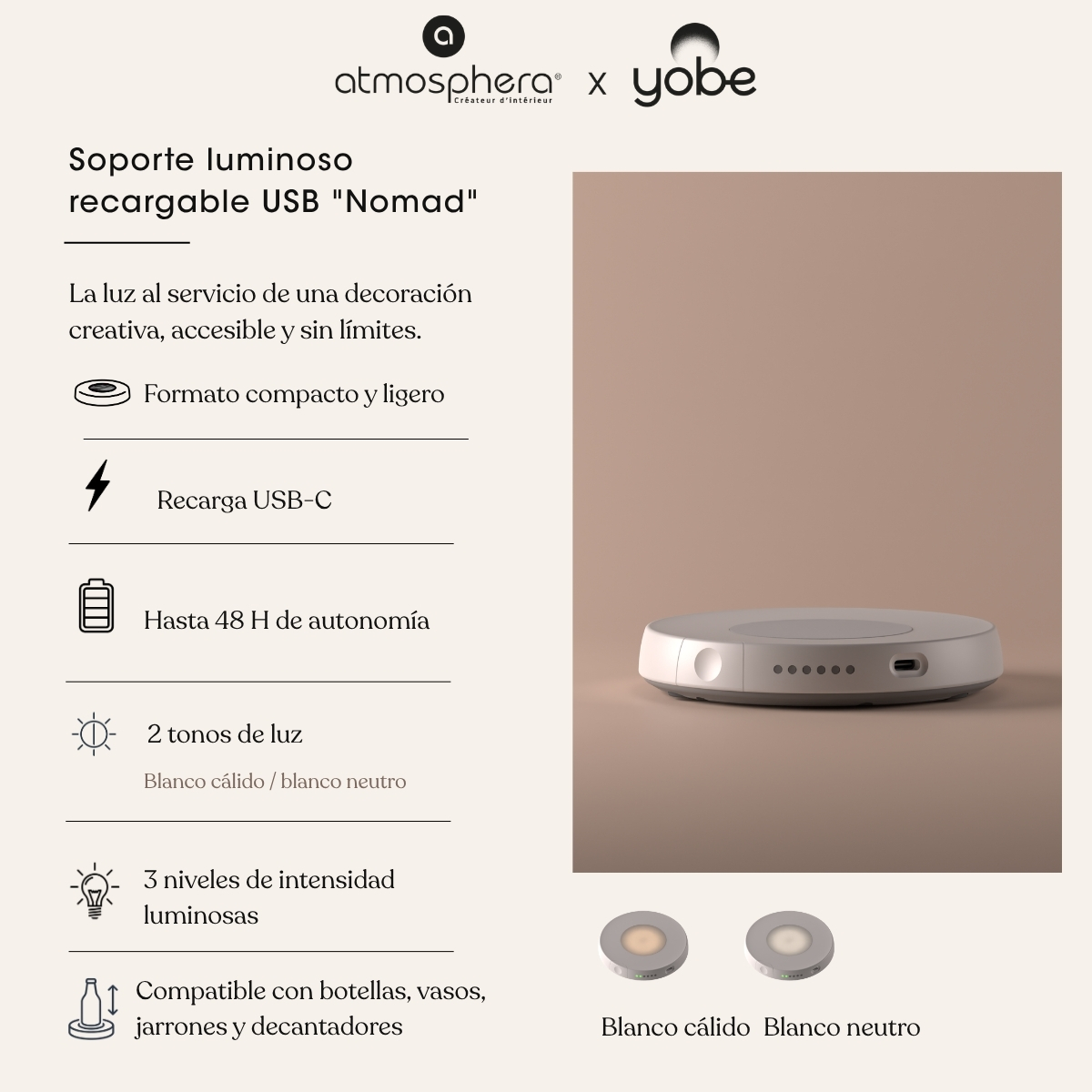 Soporte luminoso LED "Nomad"
