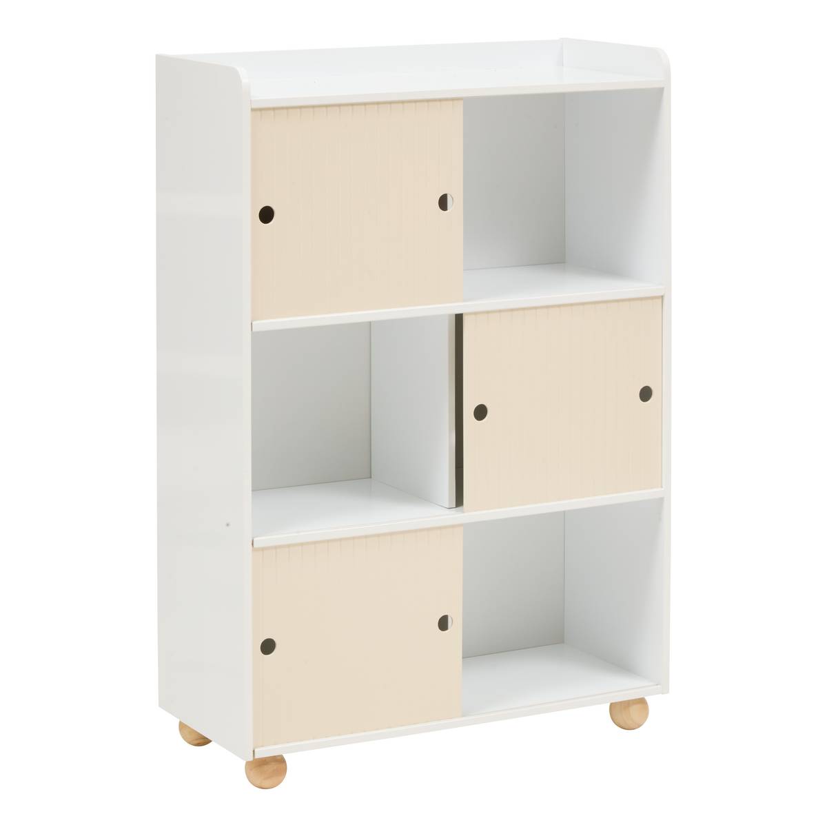 Mueble de almacenamiento infantil 3 puertas 2 niveles "Bouli" Beige, 69,5x30 cm Beige