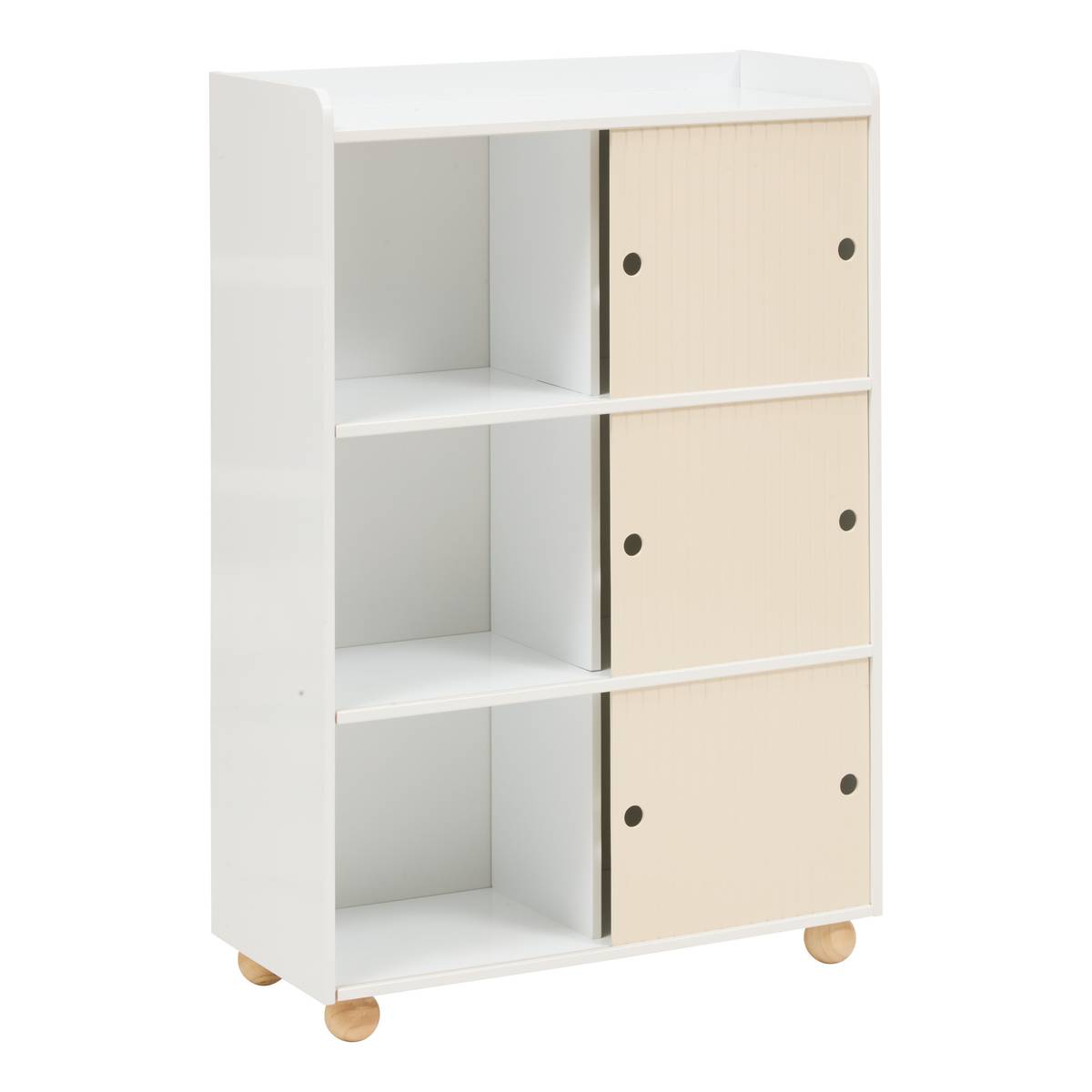 Mueble de almacenamiento infantil 3 puertas 2 niveles "Bouli" Beige, 69,5x30 cm Beige