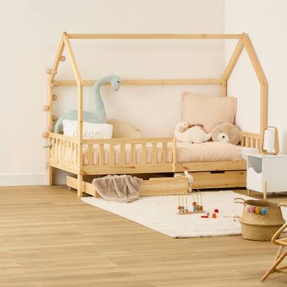 Cama caba&ntilde;a infantil "bosco" beige, 98 x 194,8 cm