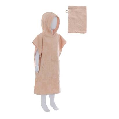 Albornoz y toallita infantil "orta" rosa, 55x1 cm
