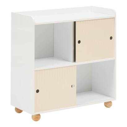 Mueble de almacenamiento infantil 2 puertas 1 nivel "bouli" beige, 69,5x30 cm