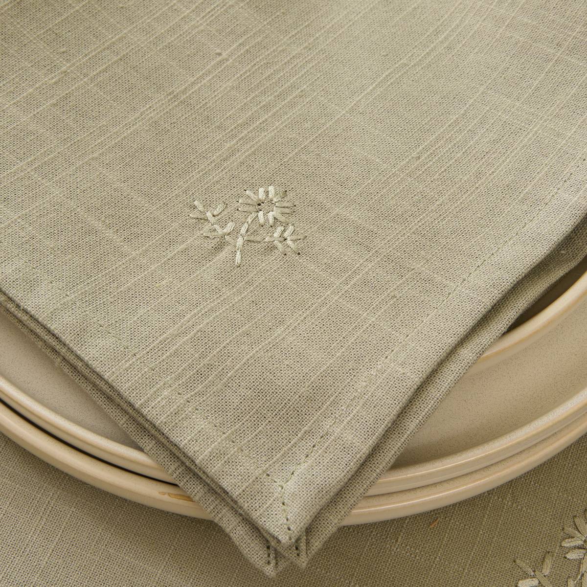 Lote de 4 servilletas "Joy" Verde caqui, 180 g/m2, 40x40 cm Verde caqui