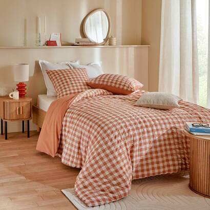 Juego de cama "vichy" terracota, 240x220 cm