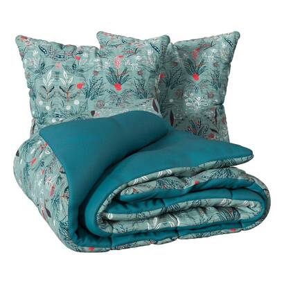 Juego de cama "vegetaci&oacute;n marina" verde celad&oacute;n, 240x220 cm
