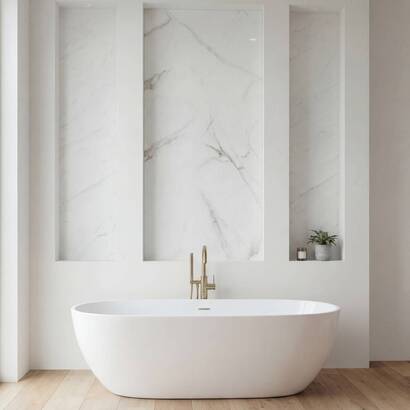 Panel decorativo de pared "bano" 240x60 cm, blanco
