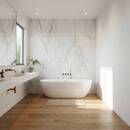 Lote de 4 paneles decorativos de pared "Bano" 90x45 cm, Blanco Blanco