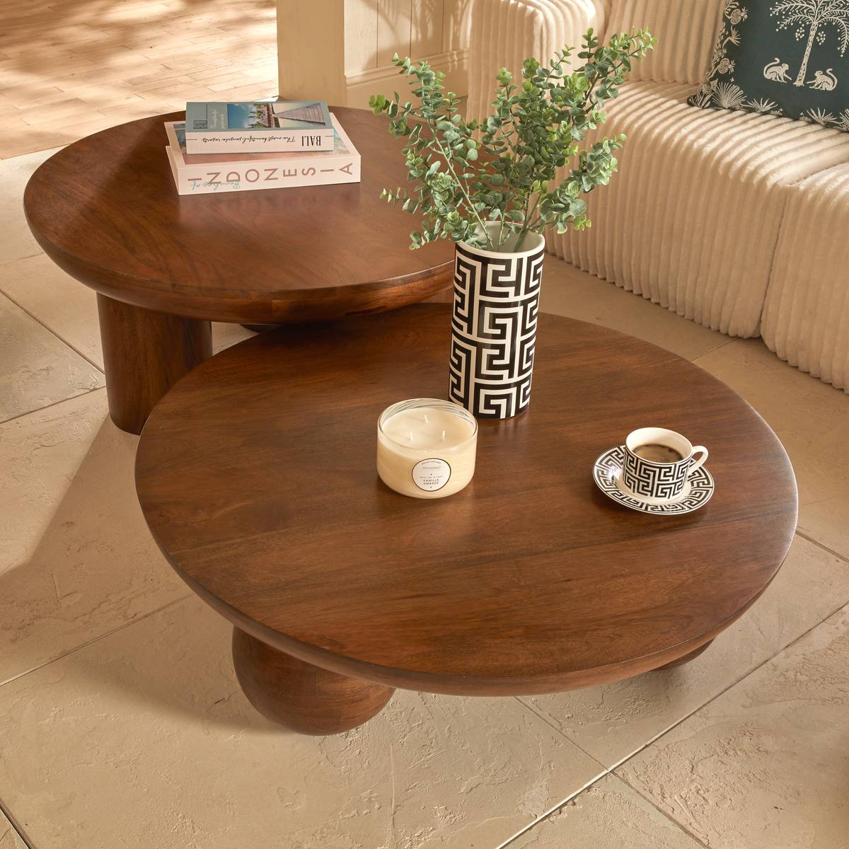 Mesa de centro "Abekas" Marrón, Ø 90 cm Marrón