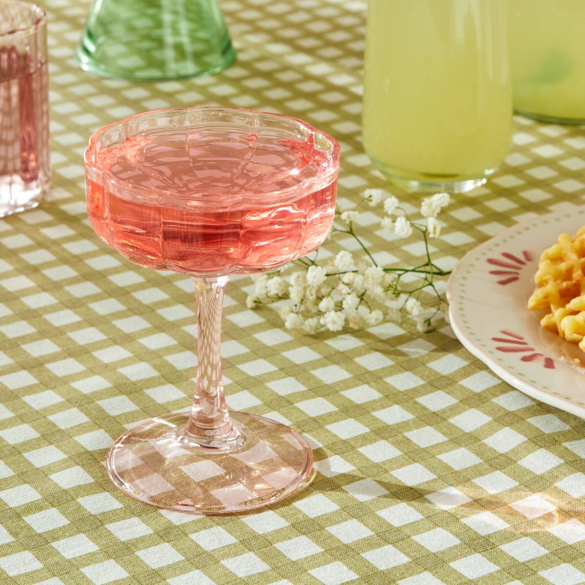 Lote de 6 vasos de cóctel "Fleur De Rose" 150 ml, vidrio, Rosa Rosa