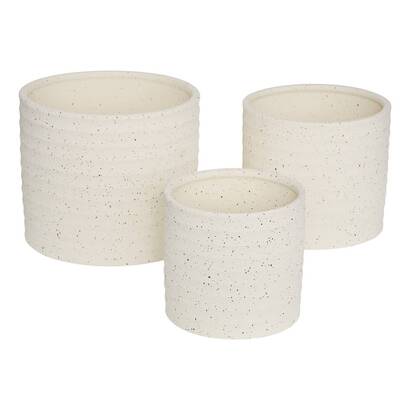 Juego de 3 maceteros "elly" gres blanco, d.17,5/21,5/25 cm