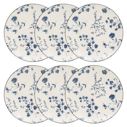 Juego de 6 platos de postre "umami" porcelana, d.19,4 cm, azul