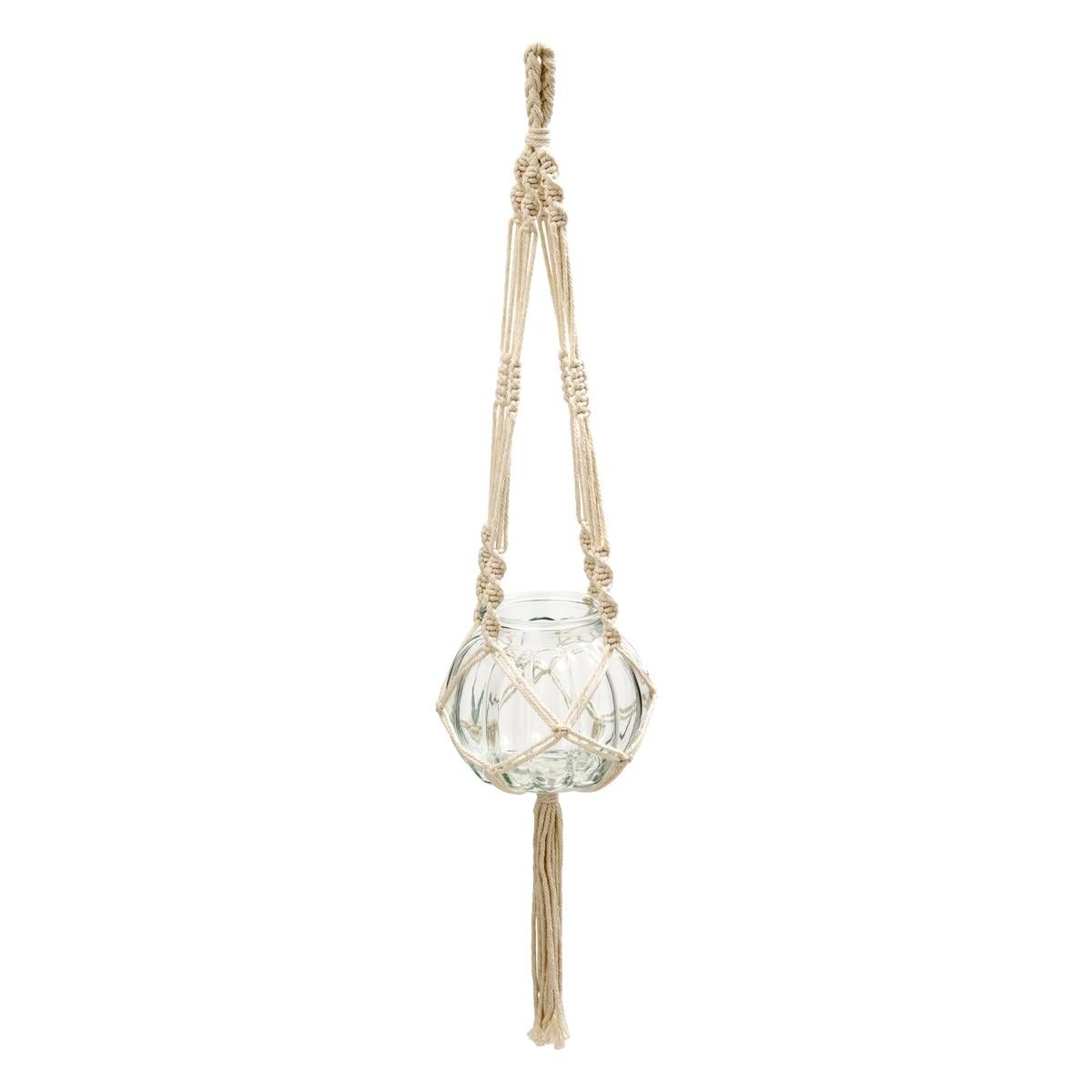 Cubre maceta "Elyo" Vidrio, H.73 cm Beige