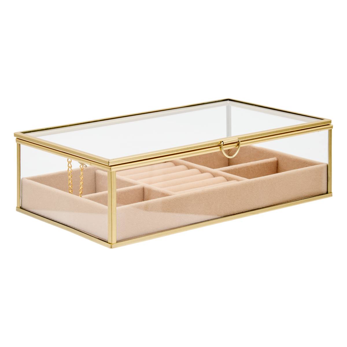 Joyero "Jude" Vidrio, Beige, 24x14 cm Beige