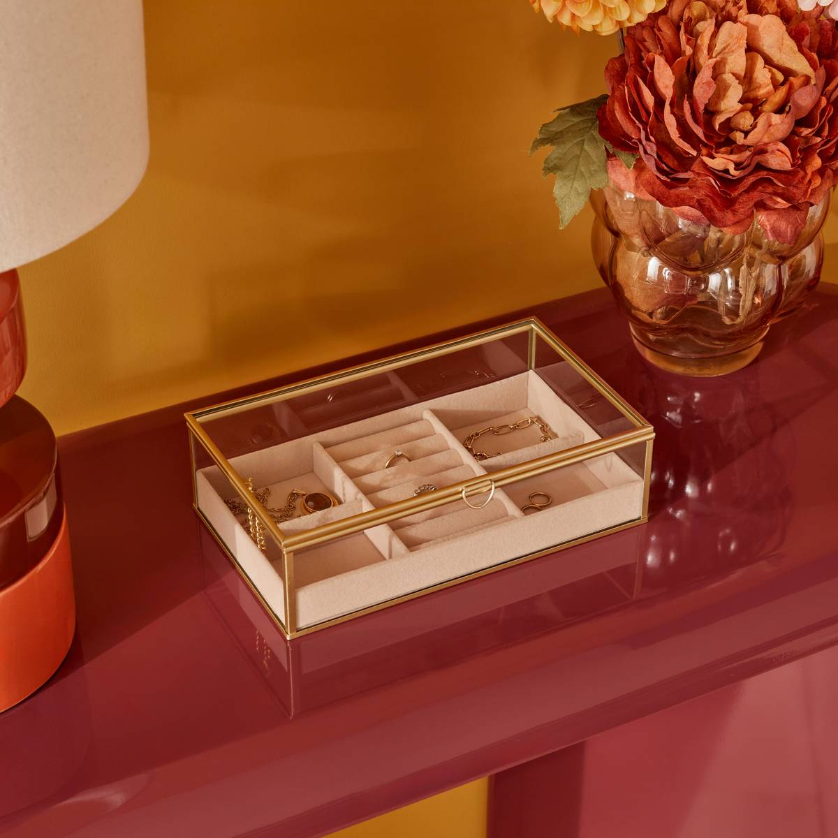 Joyero "Jude" Vidrio, Beige, 24x14 cm Beige