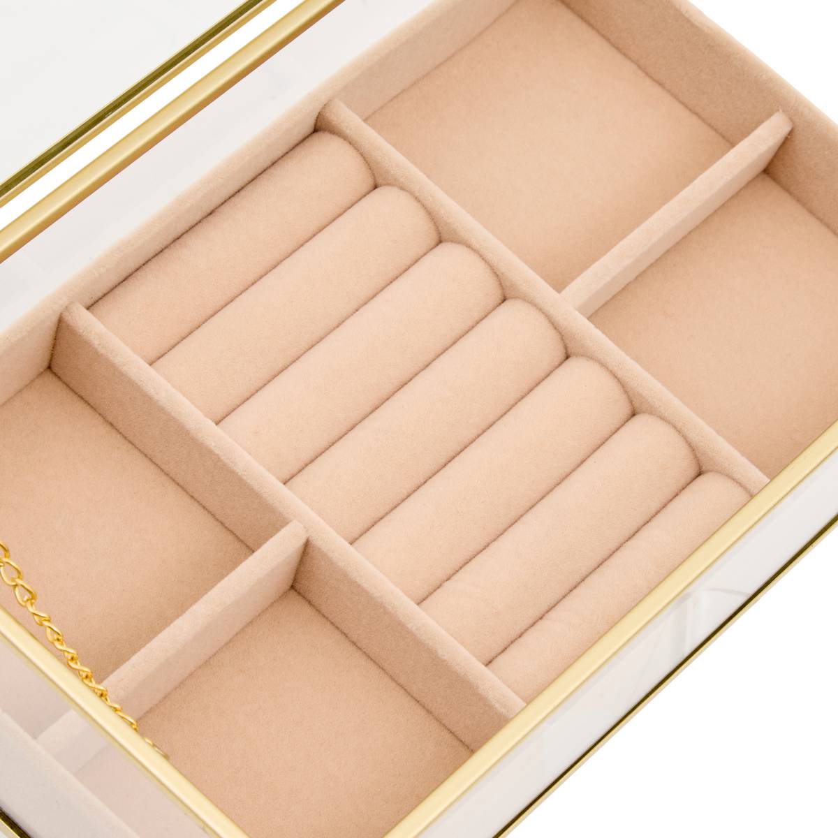 Joyero "Jude" Vidrio, Beige, 24x14 cm Beige