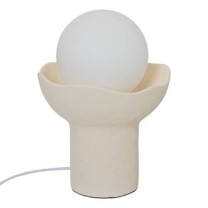 L&aacute;mpara "obine" vidrio, beige, al.29,5 cm
