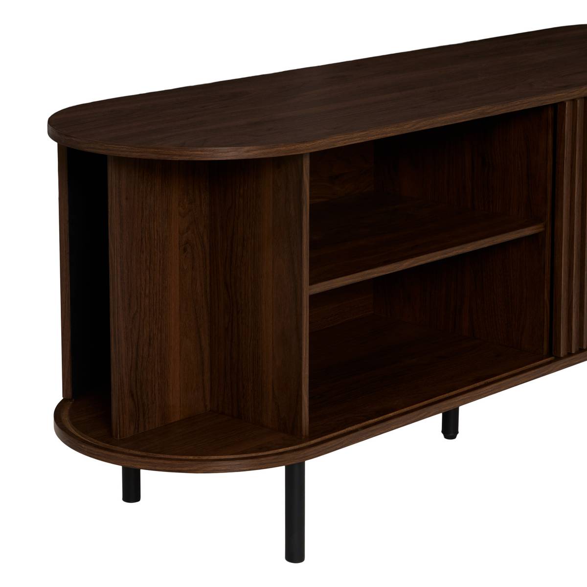 Mueble TV ovalado con 2 puertas y 2 niveles "Alcove" Marr&oacute;n, 140x40 cm Marr&oacute;n