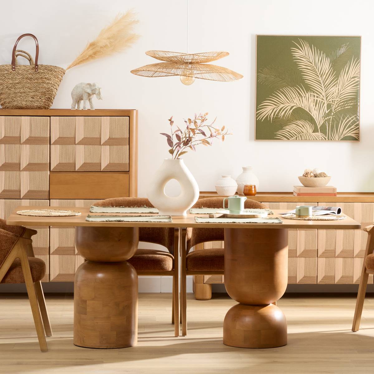Mesa de comedor "Netsi" Madera de mango, 8 plazas Arena