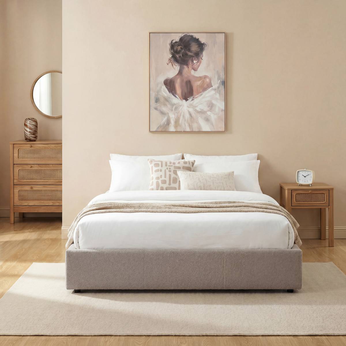Cama con canapé "Luna" Acero, Beige, 160x200 cm Beige