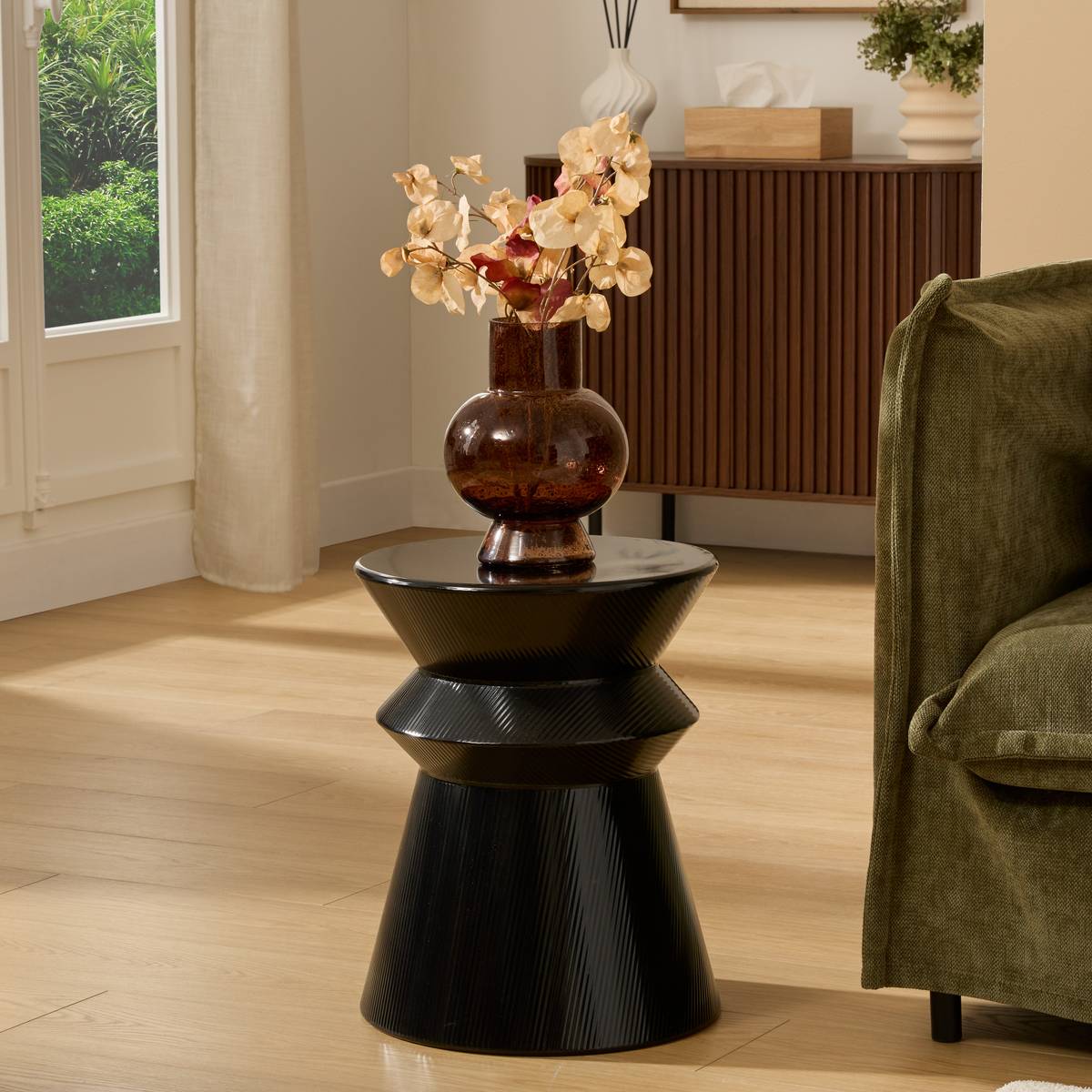 Mesa auxiliar "Maya" Acero, Negro, Di&aacute;metro 35,5 cm Negro