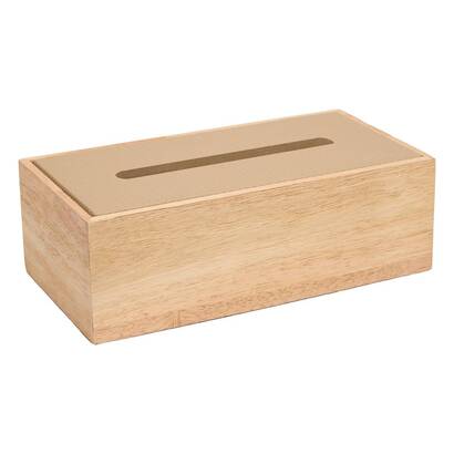 Caja para pa&ntilde;uelos "bonie" madera de hevea, beige, 27x14 cm