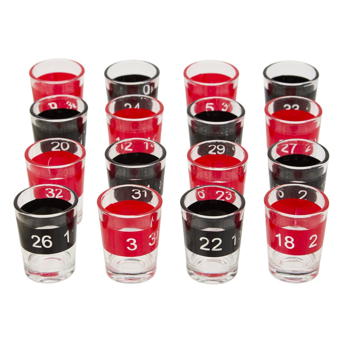 Juego de mesa "Jules" 17 piezas, Vidrio, Rojo / negro Rojo / Negro