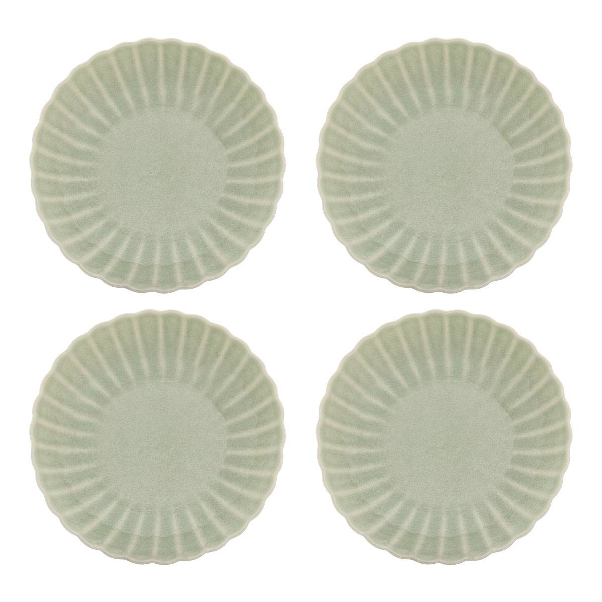 Lote de 4 platos hondos "Romy" Gres, D. 19,7 cm Verde