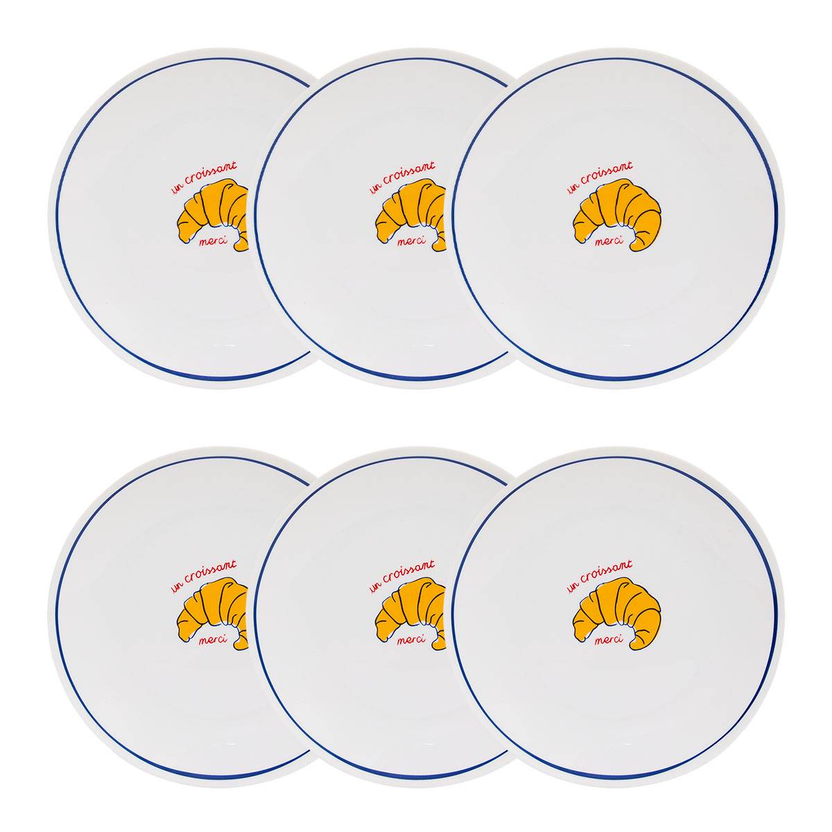 Lote de 6 platos de postre "Fra" Porcelana, D.19 cm Modelo A
