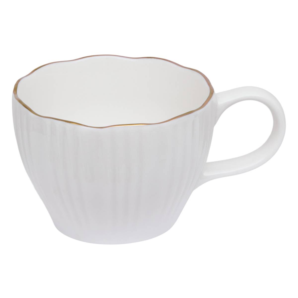 Taza con platillo "Daphne" 130 ml, Porcelana, Blanco Blanco