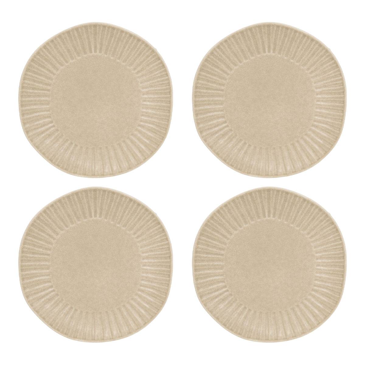 Lote de 4 platos llanos "Nyero" Loza, D. 27 cm Beige
